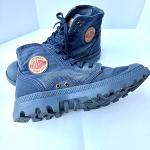 Palladium High Top Cotton Canvas Sneakers Blue Denim Boots Size W 7.5